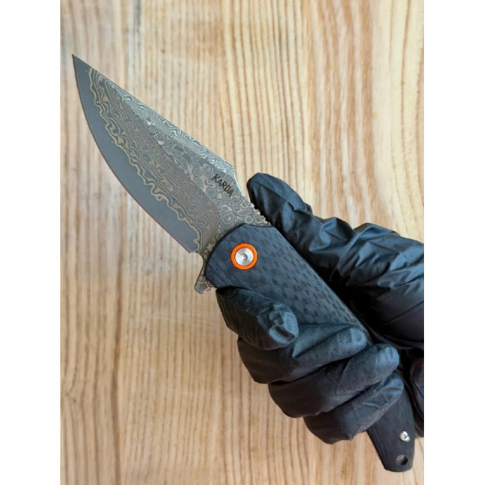 Подарочный туристический складной нож Karda J337 Carbon Damascus VG-10 (KB12)