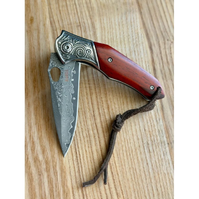 Туристический складной нож Karda J265 Mahogany Damascus VG-10 (KB16)