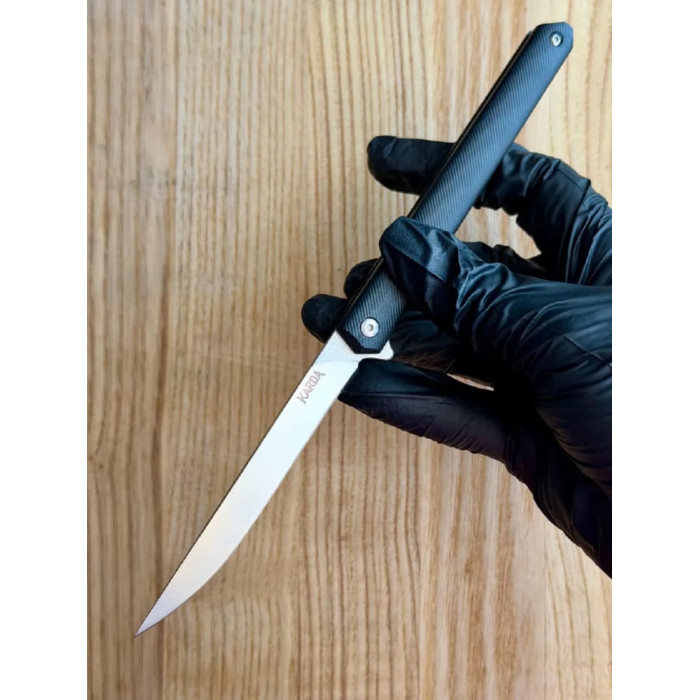 Складной нож Karda J097 Black Handle Drop Blade с чехлом сталь D2 (KB27) 1542