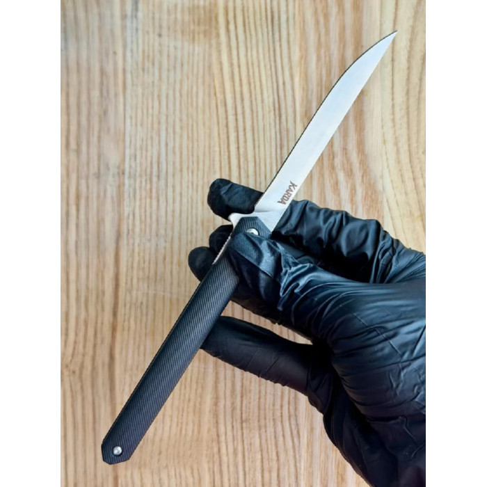Складной нож Karda J097 Black Handle Drop Blade с чехлом сталь D2 (KB27) 1542