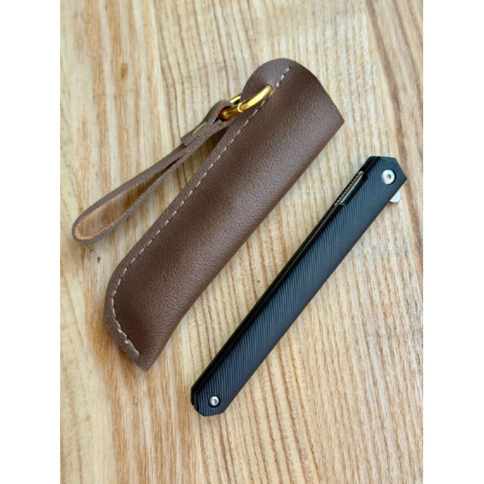 Складной нож Karda J097 Black Handle Drop Blade с чехлом сталь D2 (KB27) 1542