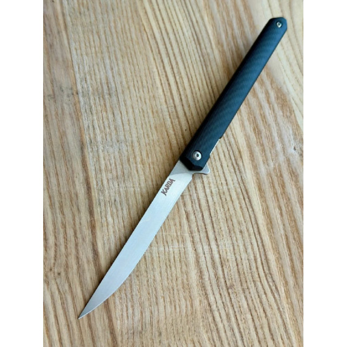 Складной нож Karda J097 Black Handle Drop Blade с чехлом сталь D2 (KB27) 1542