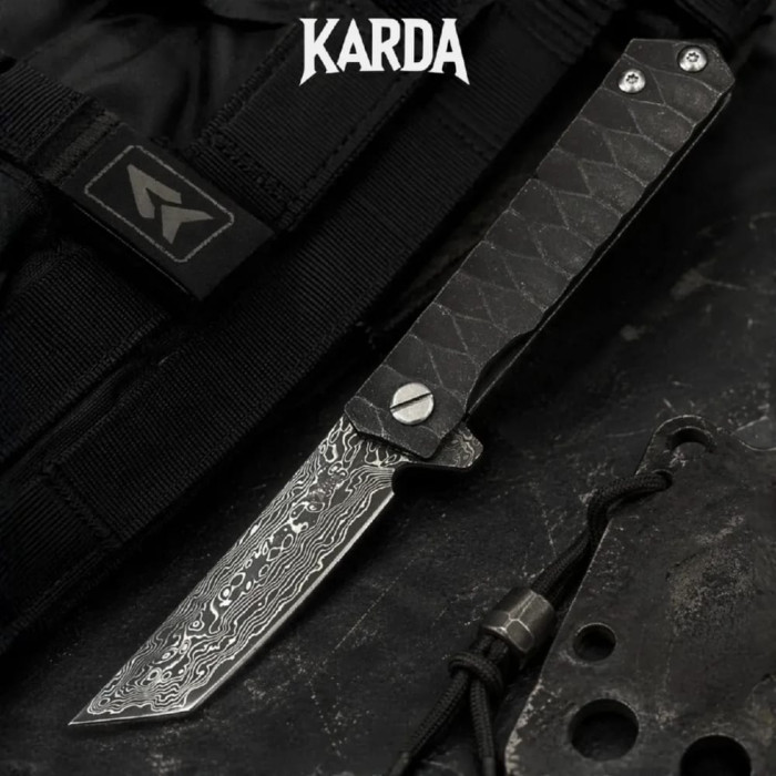 Складной нож Karda D051 Tanto дамасская сталь (KB28) 1520
