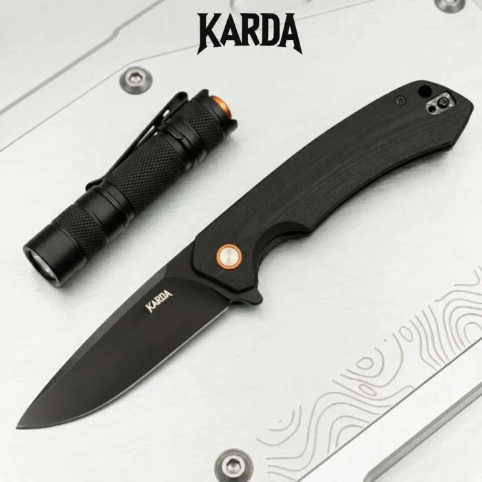 Складной нож туристический Karda J146 All Black сталь D2 (KB29) 1554