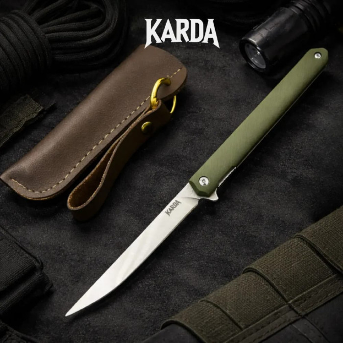 Складной нож Karda J097 green handle drop blade сталь D2 (KB31) 1548