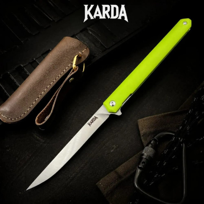 Складной нож Karda J097 green handle drop blade сталь D2 (KB32) 1546