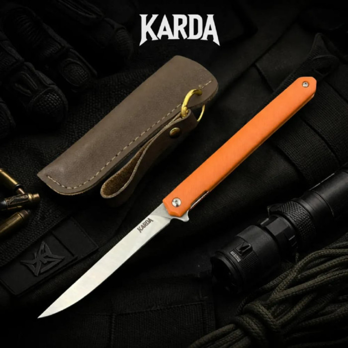 Складной нож Karda J097 orange handle drop blade сталь D2 (KB34) 1544