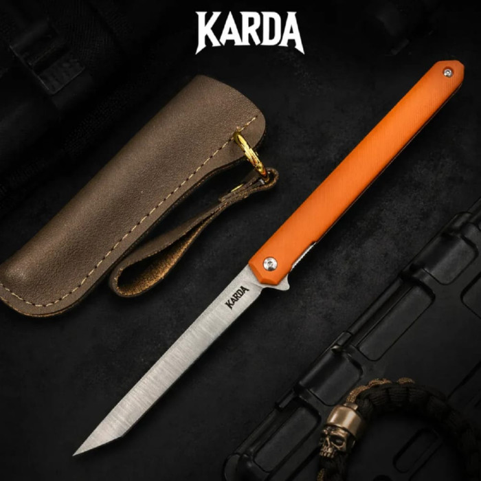 Складной нож Karda J097 orange handle tanto blade сталь D2 (KB35) 1543