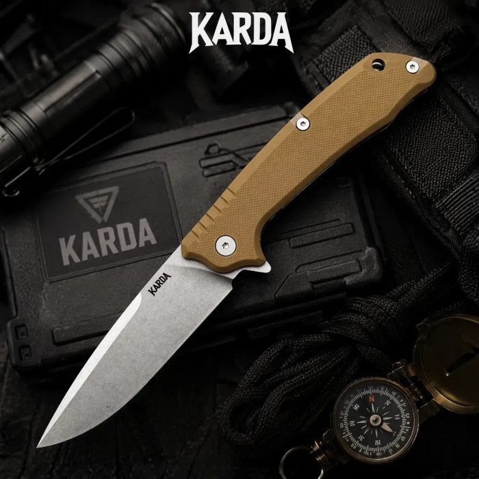 Туристический складной нож Karda J011 Brown сталь D2 (KB42) 1531