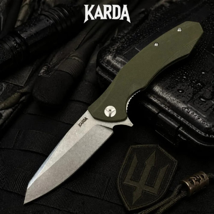Туристический складной нож Karda Буйвол J104 Green сталь D2 (KB48) 1118