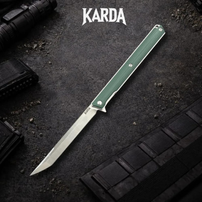 Туристический складной нож Karda J149 Green сталь D2 (KB50) 1384