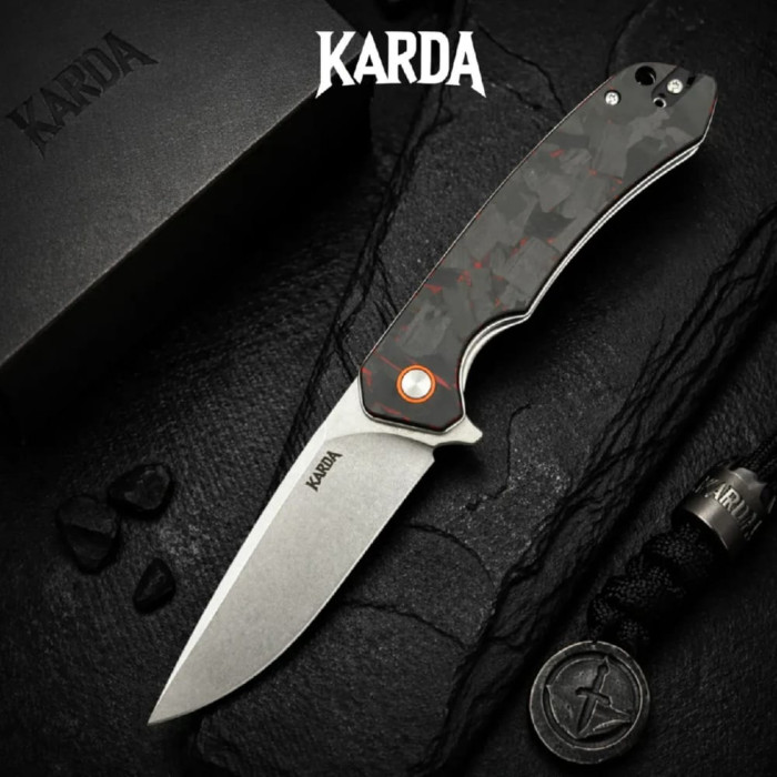Складной нож Karda J146 Carbon Red сталь D2 (KB52) 1669