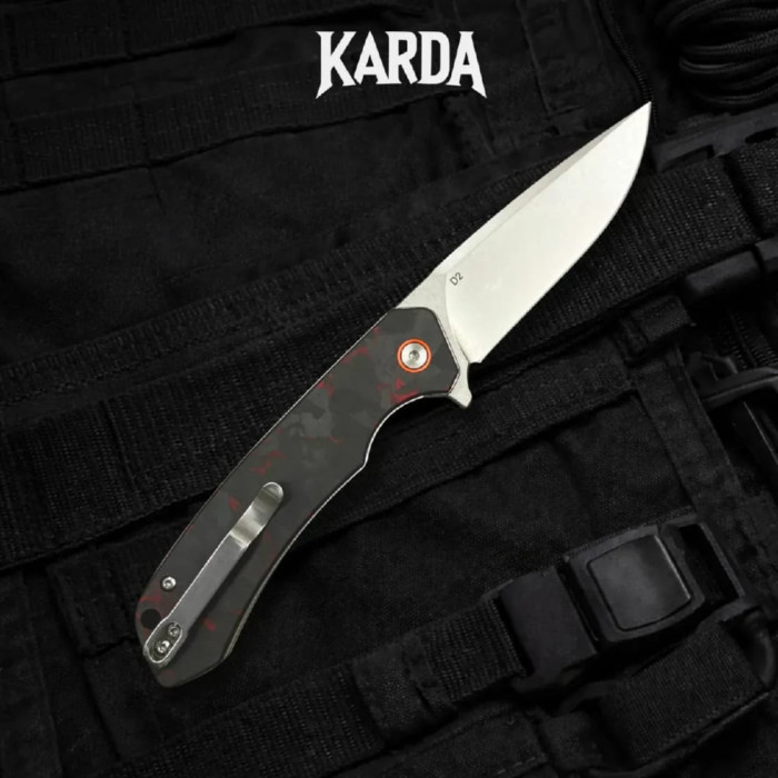 Складной нож Karda J146 Carbon Red сталь D2 (KB52) 1669