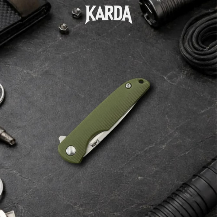 Складной нож-брелок Karda J160 Army Green сталь D2 (KB56) 1672