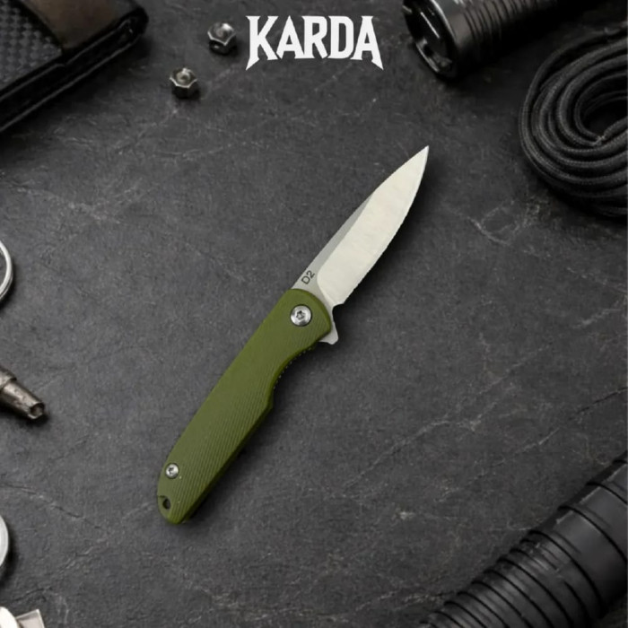 Складной нож-брелок Karda J160 Army Green сталь D2 (KB56) 1672