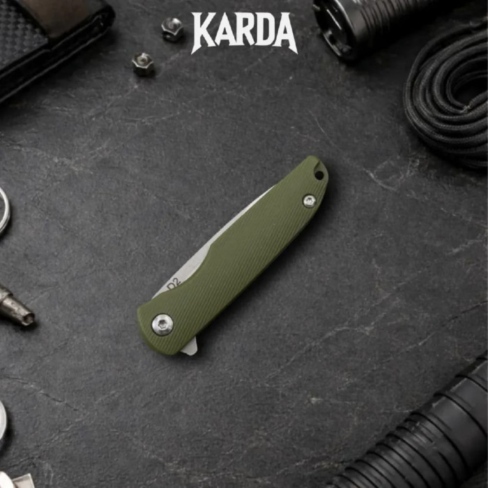 Складной нож-брелок Karda J160 Army Green сталь D2 (KB56) 1672