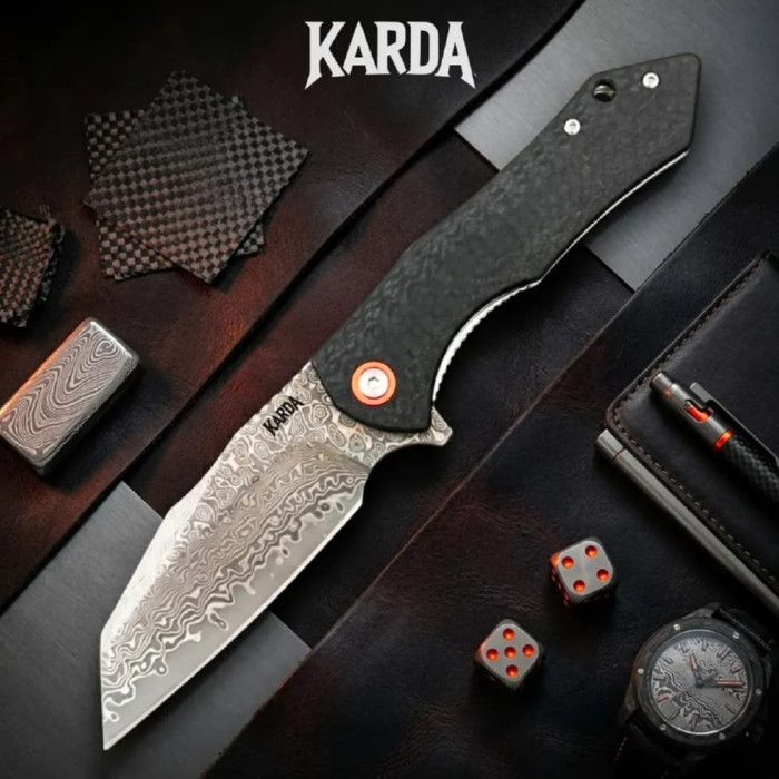 Складной нож туристический Karda J338B Black сталь VG-10 (KB76)