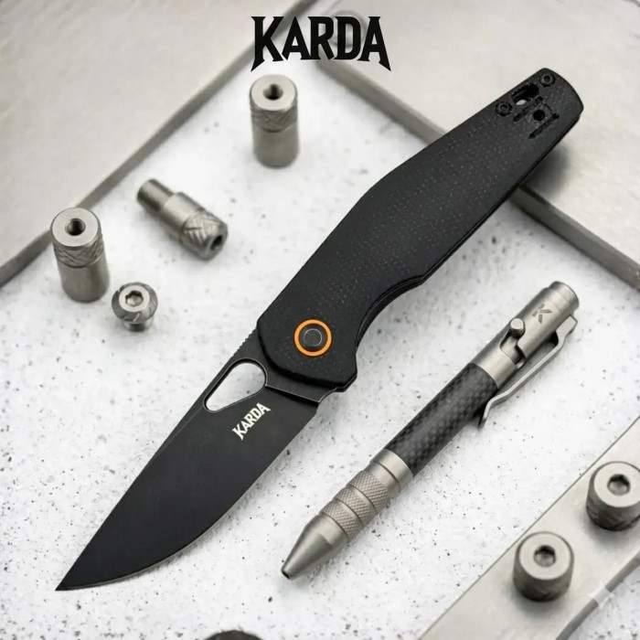 Складной нож туристический Karda J325B Black сталь D2 (KB80)