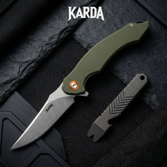 Туристический складной нож Karda J307G Green сталь D2 (KB85)