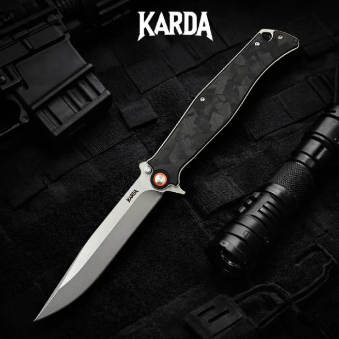 Складной нож Karda J324C Carbon Black сталь D2 (KB86)