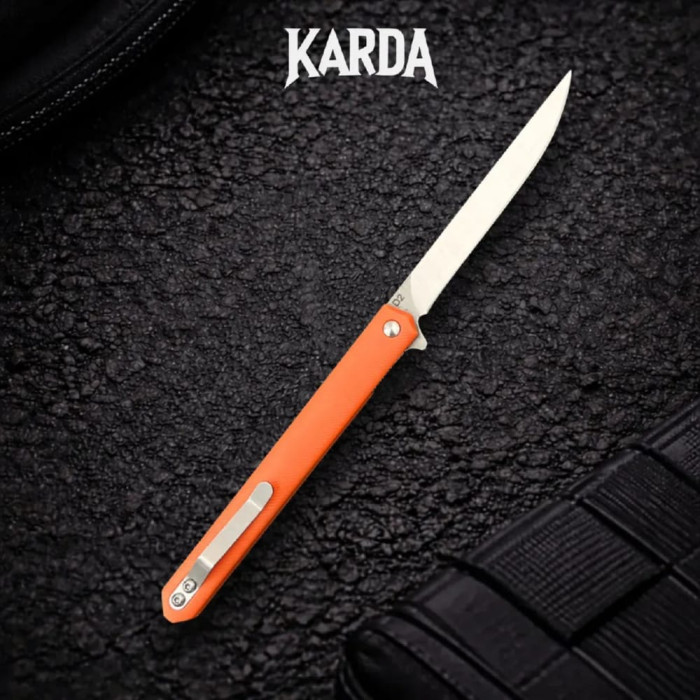 Нож складной карманный Karda MK097OD orange handle Drop blade NS сталь D2 (KB90)