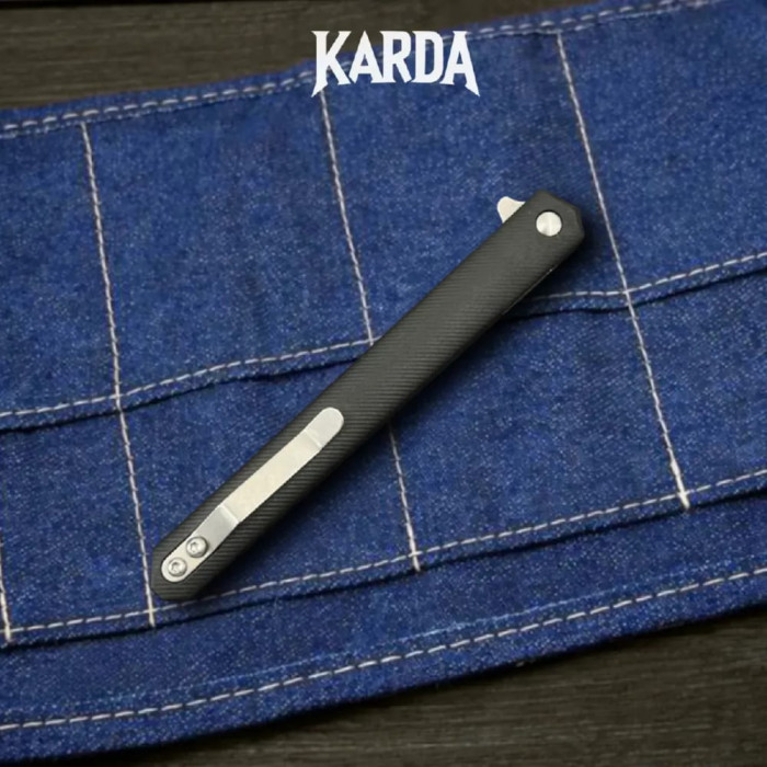 Нож складной карманный Karda MK097BD black handle Drop blade NS сталь D2 (KB91)