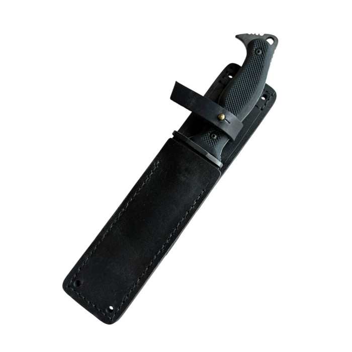 Экспедиционный нож «Корд» K014BL сталь 60С2А с кожаным чехлом (KLD14)