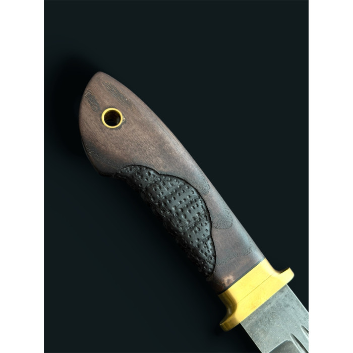 Тактический нож "Пластун" сталь Х12МФ Gorillas BBQ коричневый (KN254)