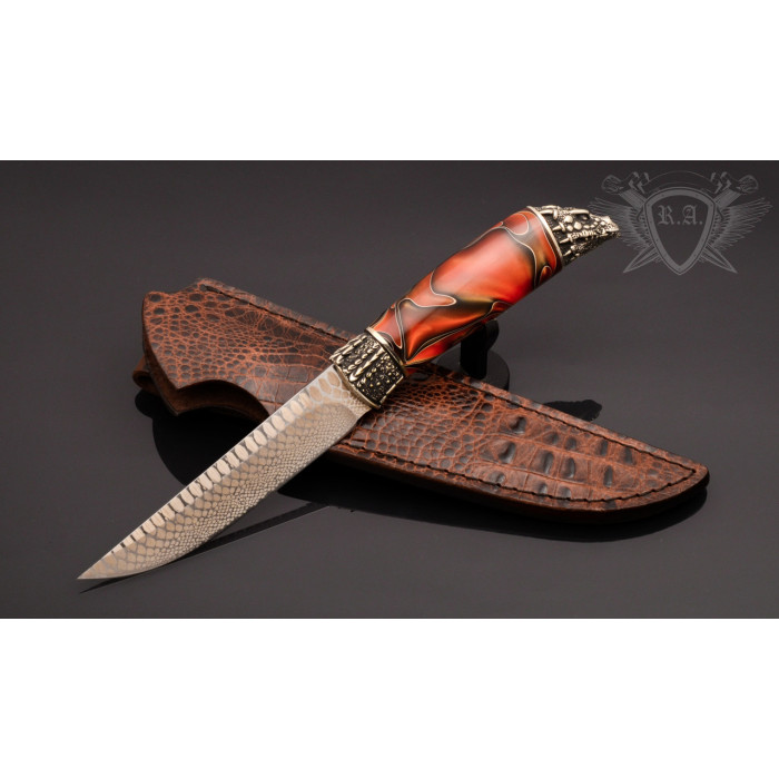 Подарочный нож с чехлом сталь N690 Дракон 2 RVD142 (Н0817)