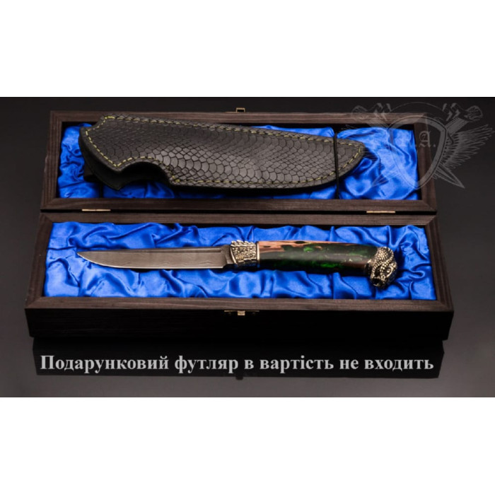 Авторский нож ручной работы с чехлом дамасская сталь RVD158 (Н0865)