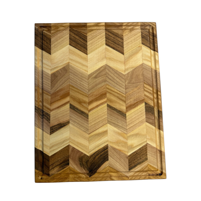 Торцевая разделочная доска ясень/орех 370х300х30 мм Gorillas BBQ DS55