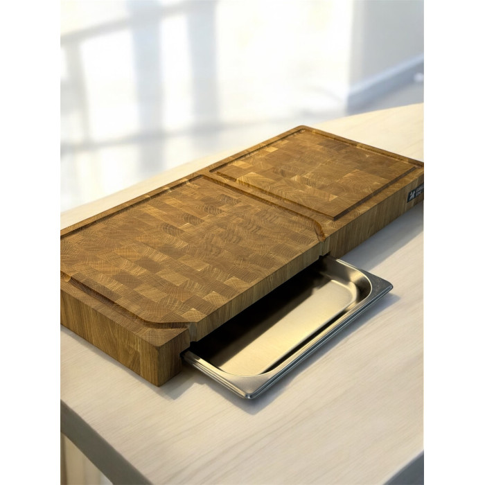 Доска разделочная торцевая двойная с поддоном 700х300х60 мм Gorillas BBQ DS56