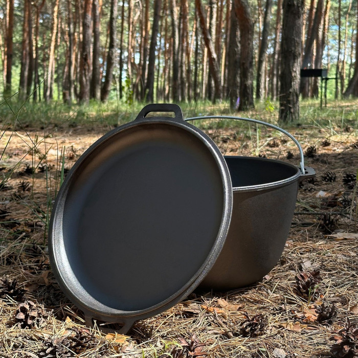 Казан туристический KZ1 чугунный с крышкой-сковородой 8 л
