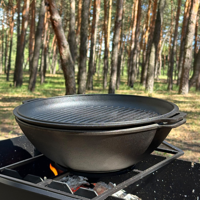 Сковорода KZ9 чугунная с крышкой-сковородой гриль 8 л
