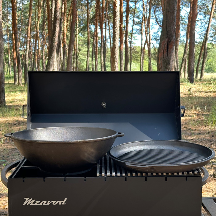 Сковорода KZ9 чугунная с крышкой-сковородой гриль 8 л