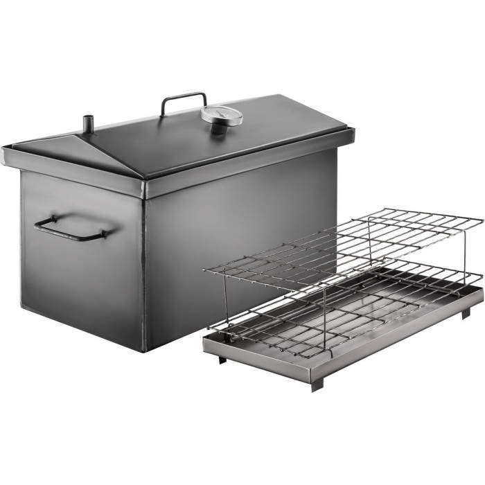 Коптильня горячего копчения "L" сталь 2мм, 2 яруса и 3 крючка, с термометром Gorillas BBQ KPT21