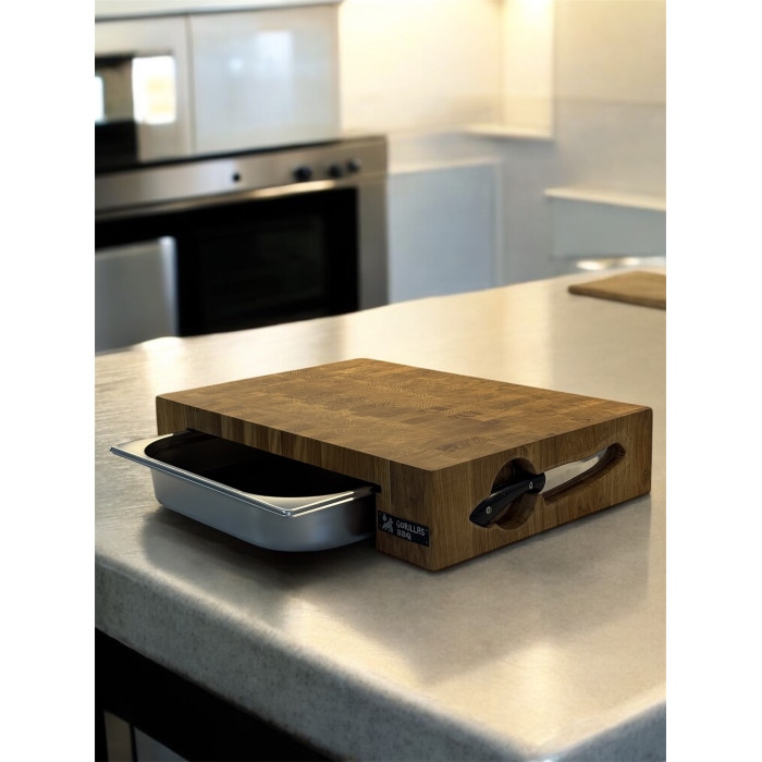 Набор кухонный торцевая доска с гастроемкостью и набором из 2-х ножей Gorillas BBQ DS59