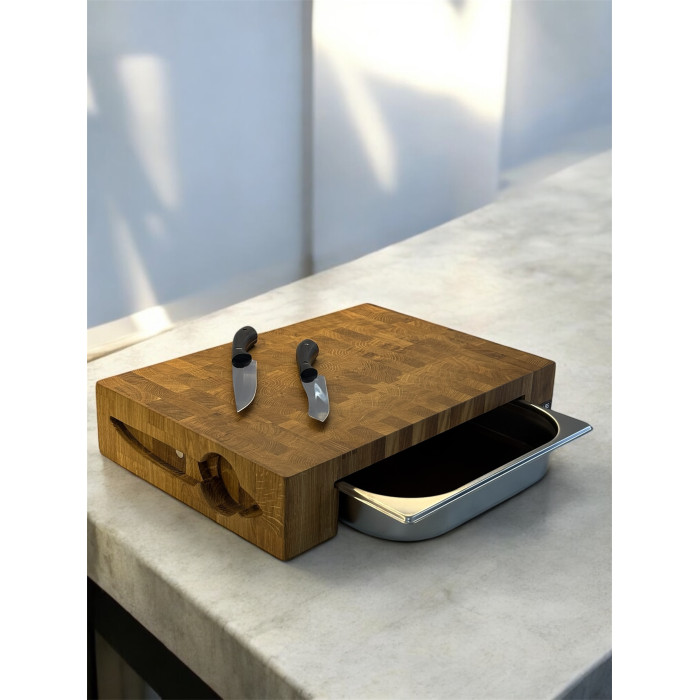 Набор кухонный торцевая доска с гастроемкостью и набором из 2-х ножей Gorillas BBQ DS59