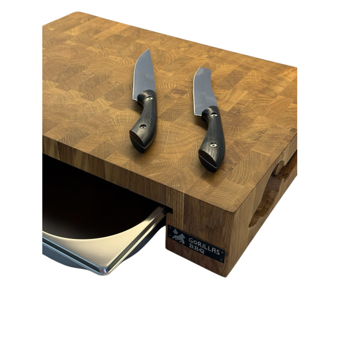 Набор кухонный торцевая доска с гастроемкостью и набором из 2-х ножей Gorillas BBQ DS59