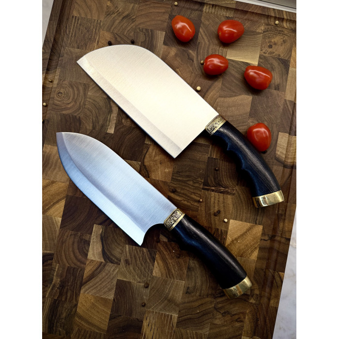 Комплект кухонных тяпок (Серб с гербом и Герб 2.0) KN188 сталь 65Х13 Gorillas BBQ