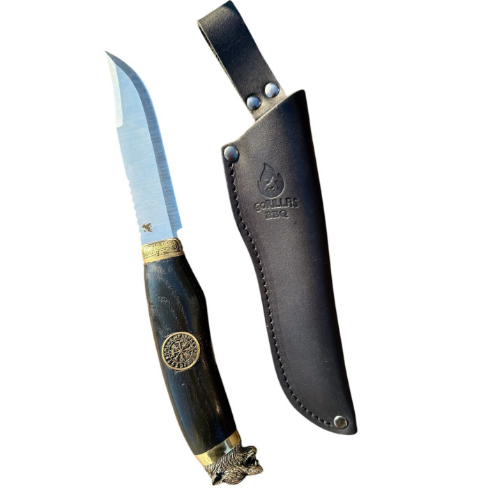 Охотничий подарочный нож Волк Вегвизир Gorillas BBQ сталь 50х14мф KN169
