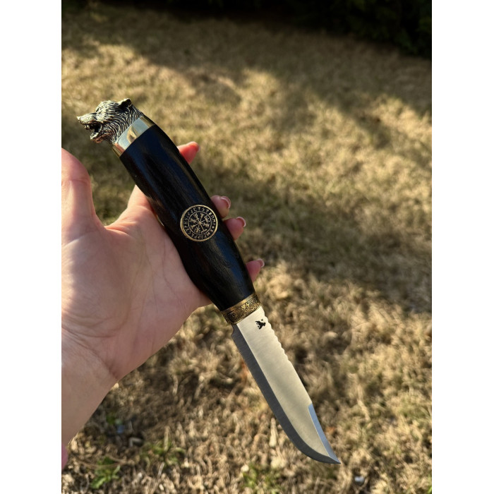 Охотничий подарочный нож Волк Вегвизир Gorillas BBQ сталь 50х14мф KN169