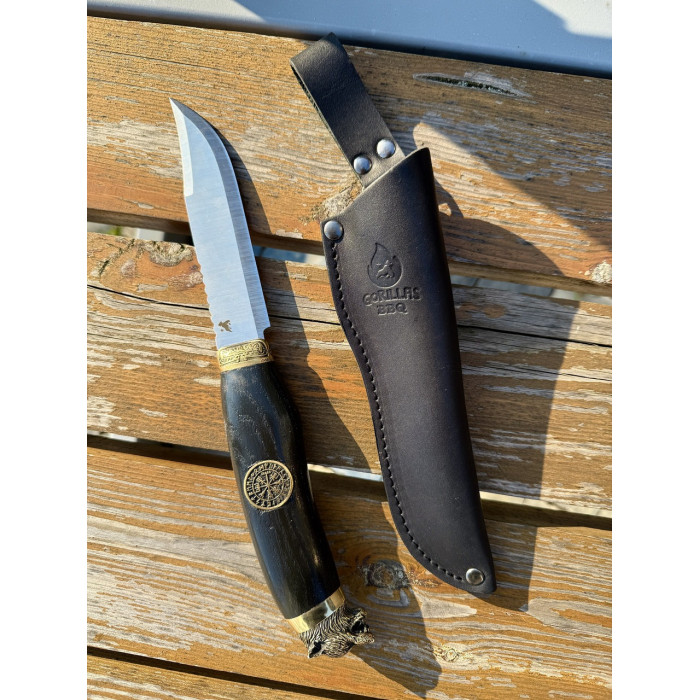 Охотничий подарочный нож Волк Вегвизир Gorillas BBQ сталь 50х14мф KN169