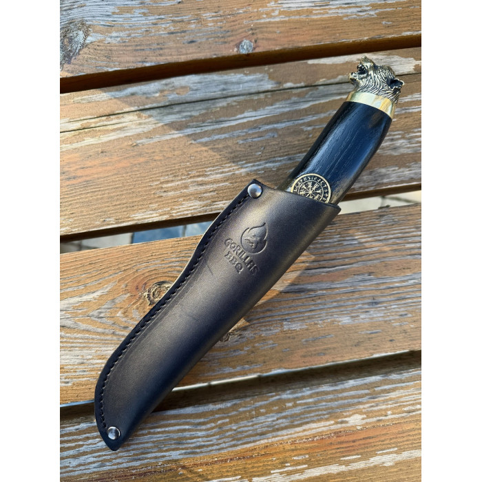 Охотничий подарочный нож Волк Вегвизир Gorillas BBQ сталь 50х14мф KN169