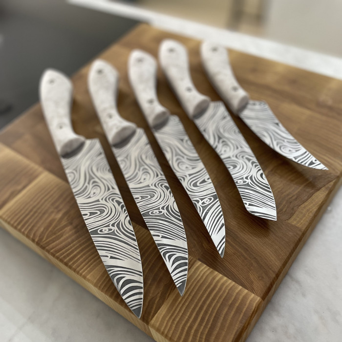 Набор кухонных ножей «Лисий хвост» 2.0 премиум версия сталь 65х13 KN108