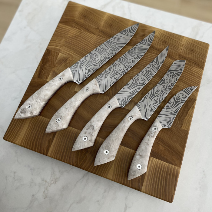 Набор кухонных ножей «Лисий хвост» 2.0 премиум версия сталь 65х13 KN108