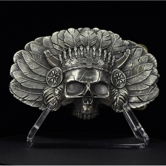 Ремень (тиснение) с пряжкой Апач нейзильбер bb102 Gorillas BBQ