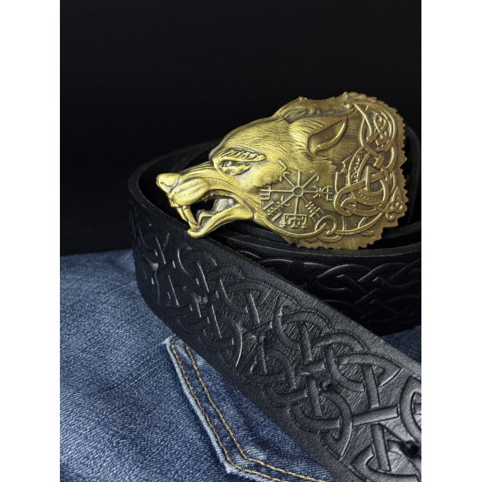 Ремень (тиснение) с пряжкой Фенрир латунь bb55