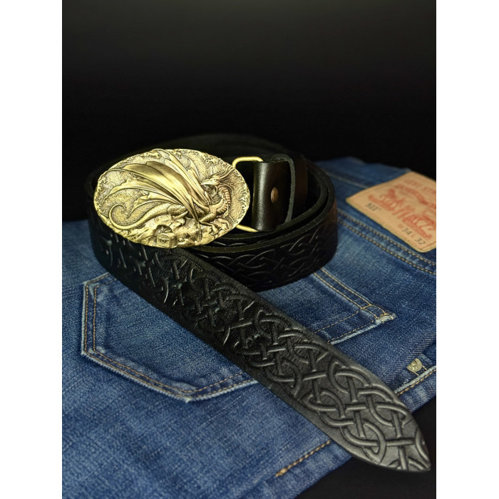 Ремень (тиснение) с пряжкой Дрогон латунь bb64