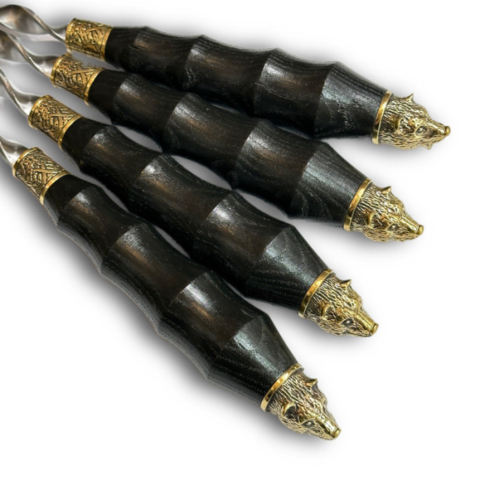 Шампура ручной работы с деревянной ручкой Медведь 4 шт. Gorillas BBQ SKK57